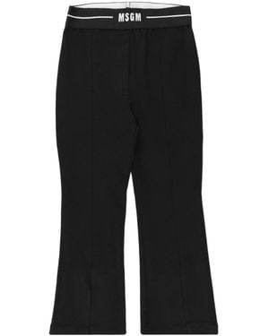MSGM Logo-Waist Flared Jersey Pants - Black