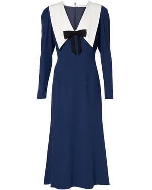 Alessandra Rich Bow-Embellished Satin Midi Dress - Blue