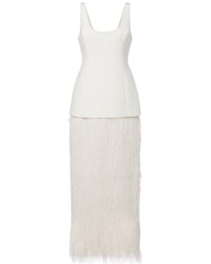 Rohe Bridal Fringed Wool-Blend Maxi Dress - White