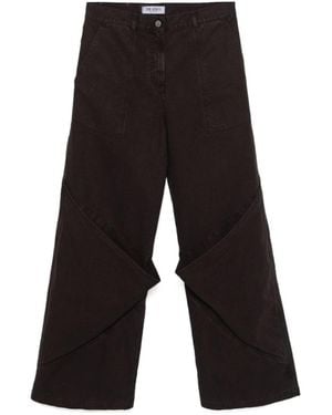 The Attico The Panelled Wide Leg Trousers - Black