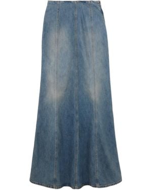 Haikure Denim Long Midi Skirt - Blue