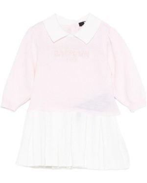 Balmain Collared Pleated Dress - Pink