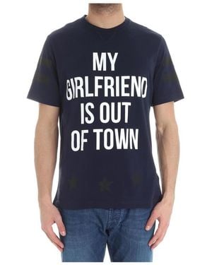 Hydrogen T-Shirt With Round Neck And Short Sleeves - Blue