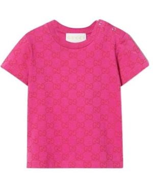 Gucci Baby Printed Cotton T-Shirt - Pink