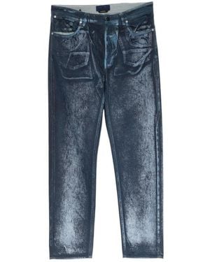 Stone Island Logo Patch Straight Leg Jeans - Blue