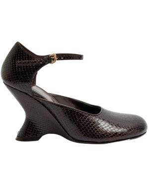 Dries Van Noten Python-Effect Leather Wedge Pumps - Black