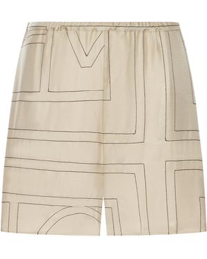 TOTEME Totême Monogram-Print Satin Shorts - Natural
