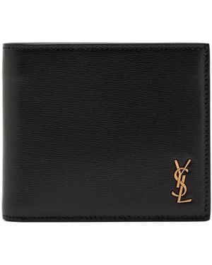Saint Laurent Logo Leather Wallet - Black