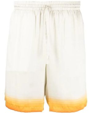 CASABLANCA Place Vendome Silk Shorts - White