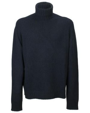 Palm Angels Logo-Knit Roll-Neck Jumper - Blue
