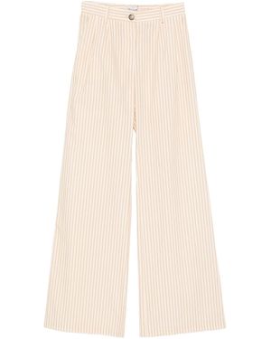 ERMANNO FIRENZE Striped Wide-Leg Trousers - Natural