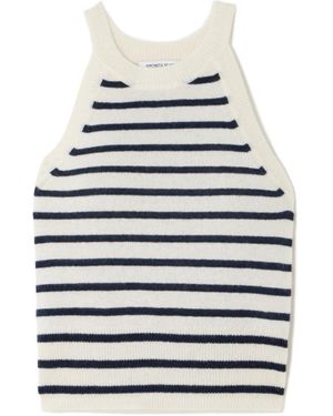Veronica Beard Striped Cashmere Vest - White