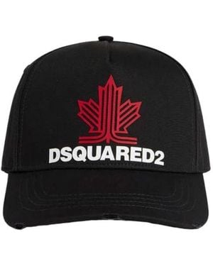 DSquared² Logo-Print Distressed Baseball Cap - Black