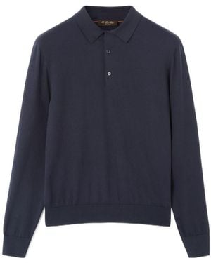 Loro Piana Ice Wish Straight Hem Knitted Polo Shirt - Blue