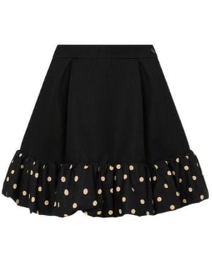 Moschino Polka-Dot Ruffled Mini Skirt - Black