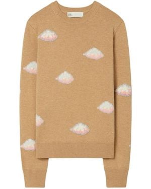 Tory Burch Cashmere Round-Neck Sweater - Natural