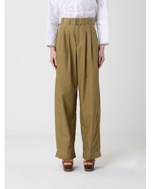 Soeur Belted Pleated Pants - Green