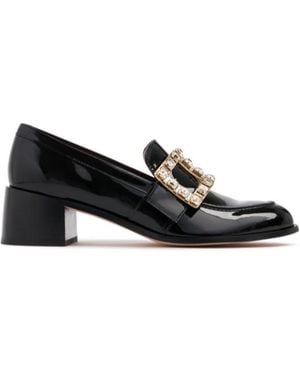 Roger Vivier 55Mm Viv Rangers Patent Leather Loafers - Black