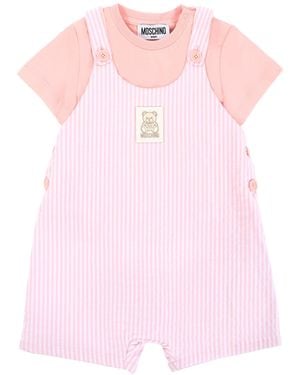 Moschino Striped Dungarees Set - Pink
