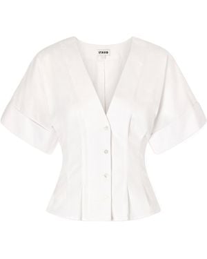 STAUD Elle Pleated Shirt - White