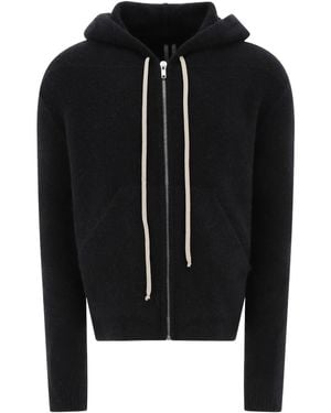 Rick Owens Zip-Up Drawstring Hooded Cardigan - Black