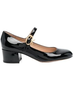 Gianvito Rossi Patent Leather Blockheel Mary Janes - Black