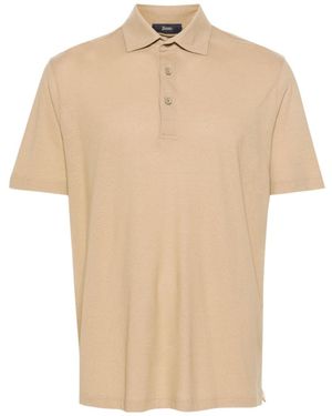 Herno Short-Sleeve Cotton Polo Shirt - Natural