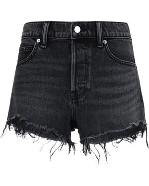 Alexander Wang Crystal Logo Denim Shorts - Black