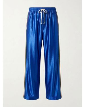 Gucci Shiny Jersey Web Trousers - Blue