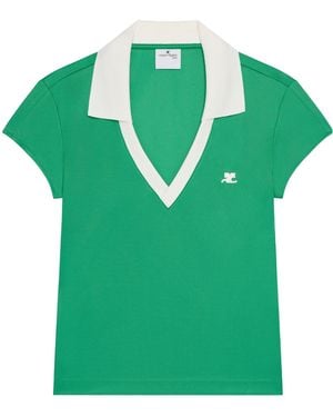 Courreges Sports Cropped Polo - Green