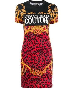 Versace Jeans Couture Leopard Print T-Shirt Dress - Red