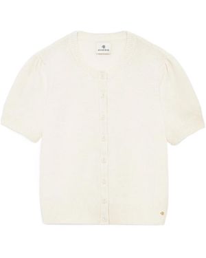 Anine Bing Gracie Puff-Sleeve Cardigan - White