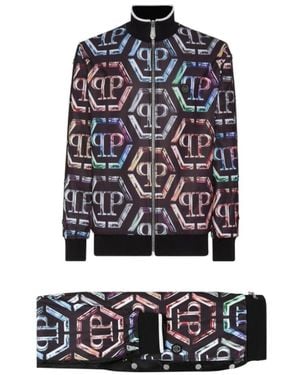 Philipp Plein All-Over Printed Zip-Up Tracksuit - Blue