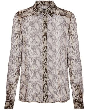 Nili Lotan Gaia Snakeskin Shirt - Brown