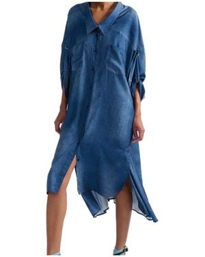 Barbara Bui Denim Print Shirt Dress - Blue