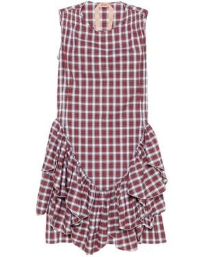 N°21 Plaid-Pattern Midi Dress - Purple
