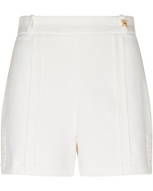 Elisabetta Franchi Raw-Edge Lightweight Crêpe Shorts - White