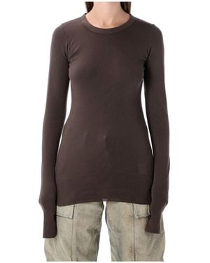 Rick Owens Long Sleeved Ribbed T-Shirt - Brown