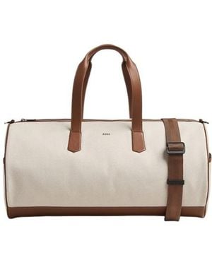 BOSS Leather-Trim Holdall Bag - Natural