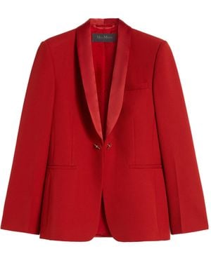 Max Mara Gabardine Wool Blazer - Red