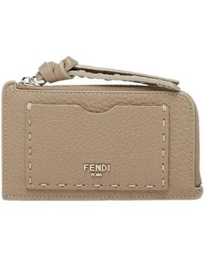 Fendi Dove Selleria Card Holder - Natural
