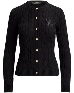 Polo Ralph Lauren Lauren Ralph Lauren Cable-Knit Logo Cardigan - Black