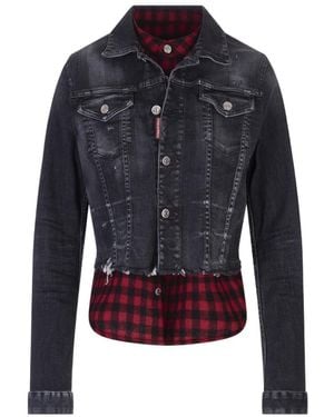 DSquared² Panelled Button-Up Jacket - Blue