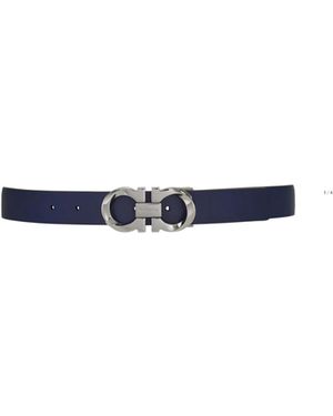 Ferragamo Gancini Double-Sided Twisted Belt - White