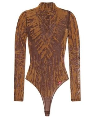 DIESEL Abstract-Print High-Neck Bodysuit - Brown