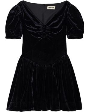 ShuShu/Tong Gathered Velvet Mini Dress - Black