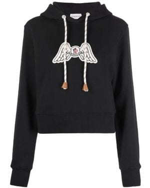 Palm Angels X Moncler Wings-Logo Patch Hoodie - Black