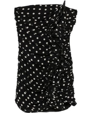 Nina Ricci Ruched Polka-Dot Mini Dress - Black