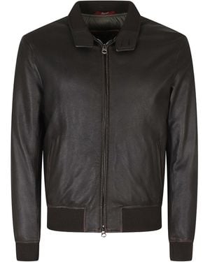 Stewart Long-Sleeve Zip-Up Leather Jacket - Black