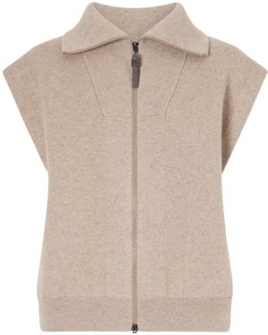 Brunello Cucinelli Zip-Up Collared Vest - Natural